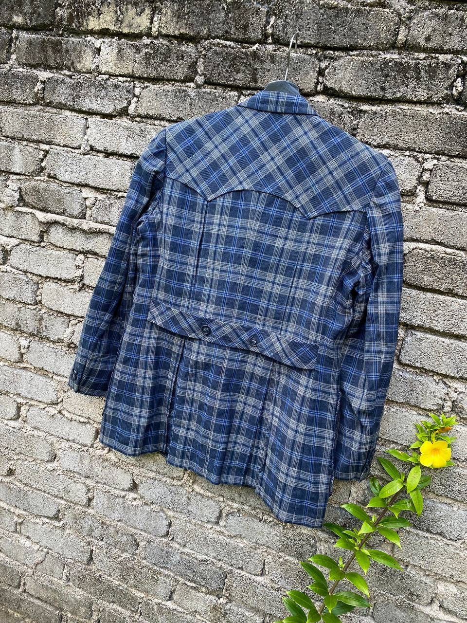 Lanvin × Vintage Vintage 90s Lanvin Blue Checker Wool Double Breasted Size 48R - 9 Thumbnail