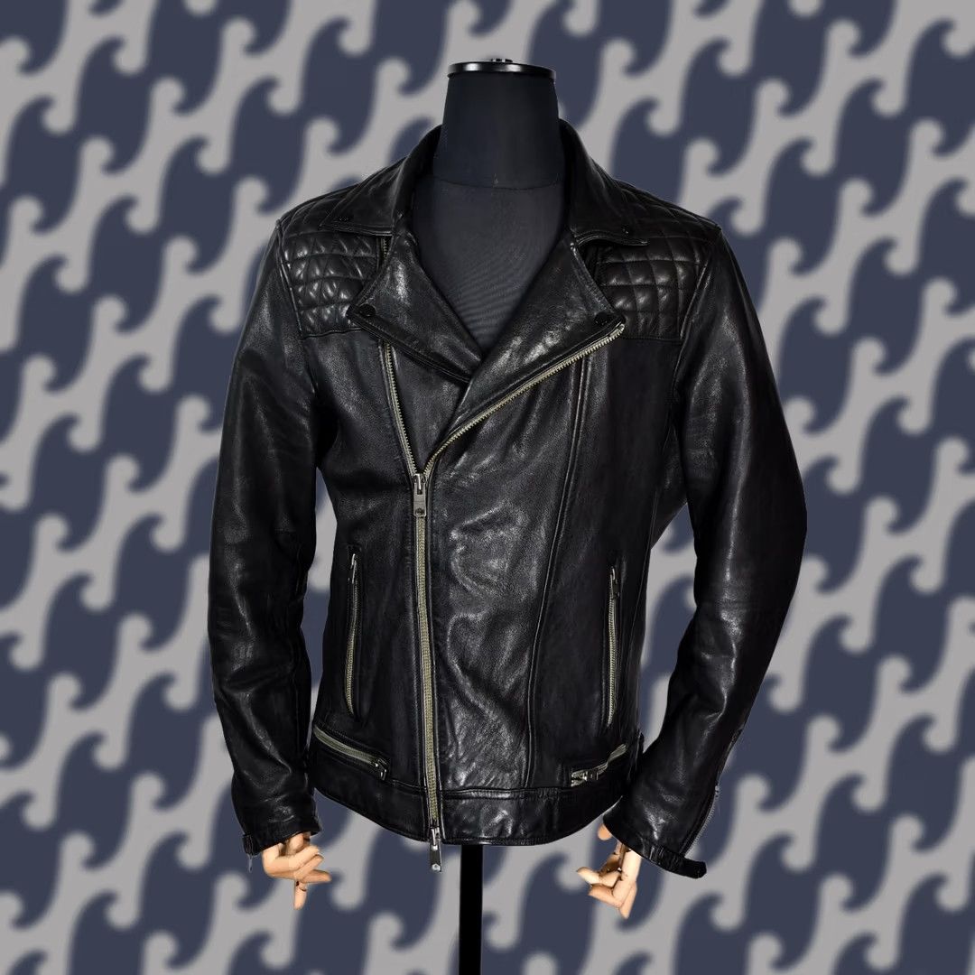 Allsaints All Saints Conroy Jacket Mens XXL Leather Biker Zip Black 100% Lamb Leather Vintage No? Size US XXL / EU 58 / 5 - 1 Thumbnail