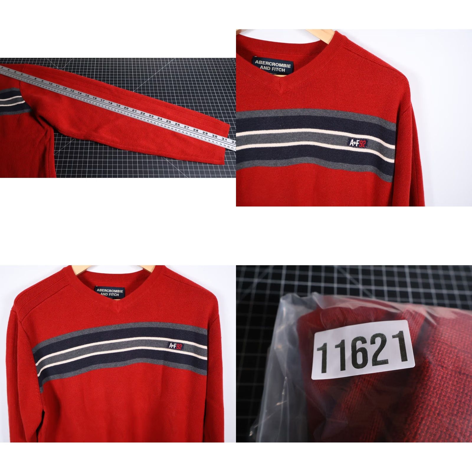 Abercrombie & Fitch VINTAGE Abercrombie & Fitch Sweater Men's XL Red Striped Knit Pullover Crew Neck 90s Hipster Retro Casual Size US XL / EU 56 / 4 - 8 Thumbnail