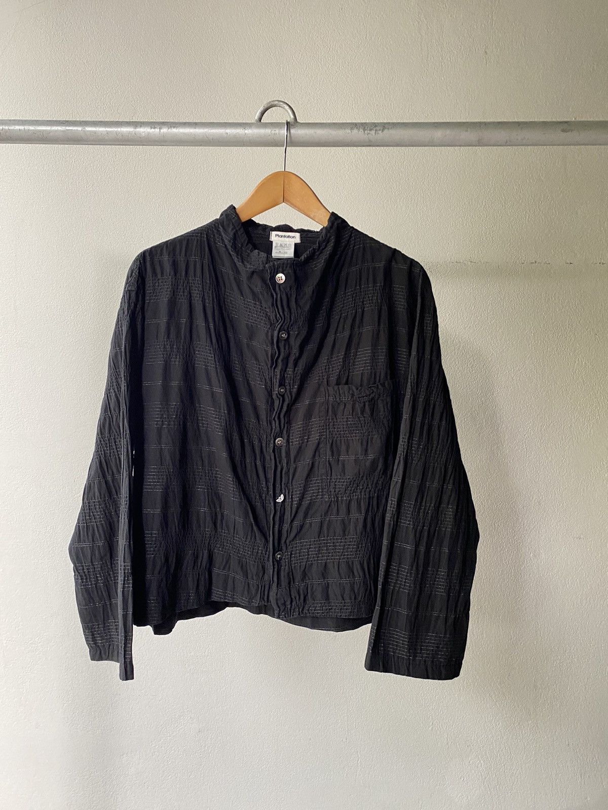 Issey Miyake Plantation Black Ruched Long-Sleeve Blouse Size M / US 6-8 / IT 42-44 - 1 Thumbnail