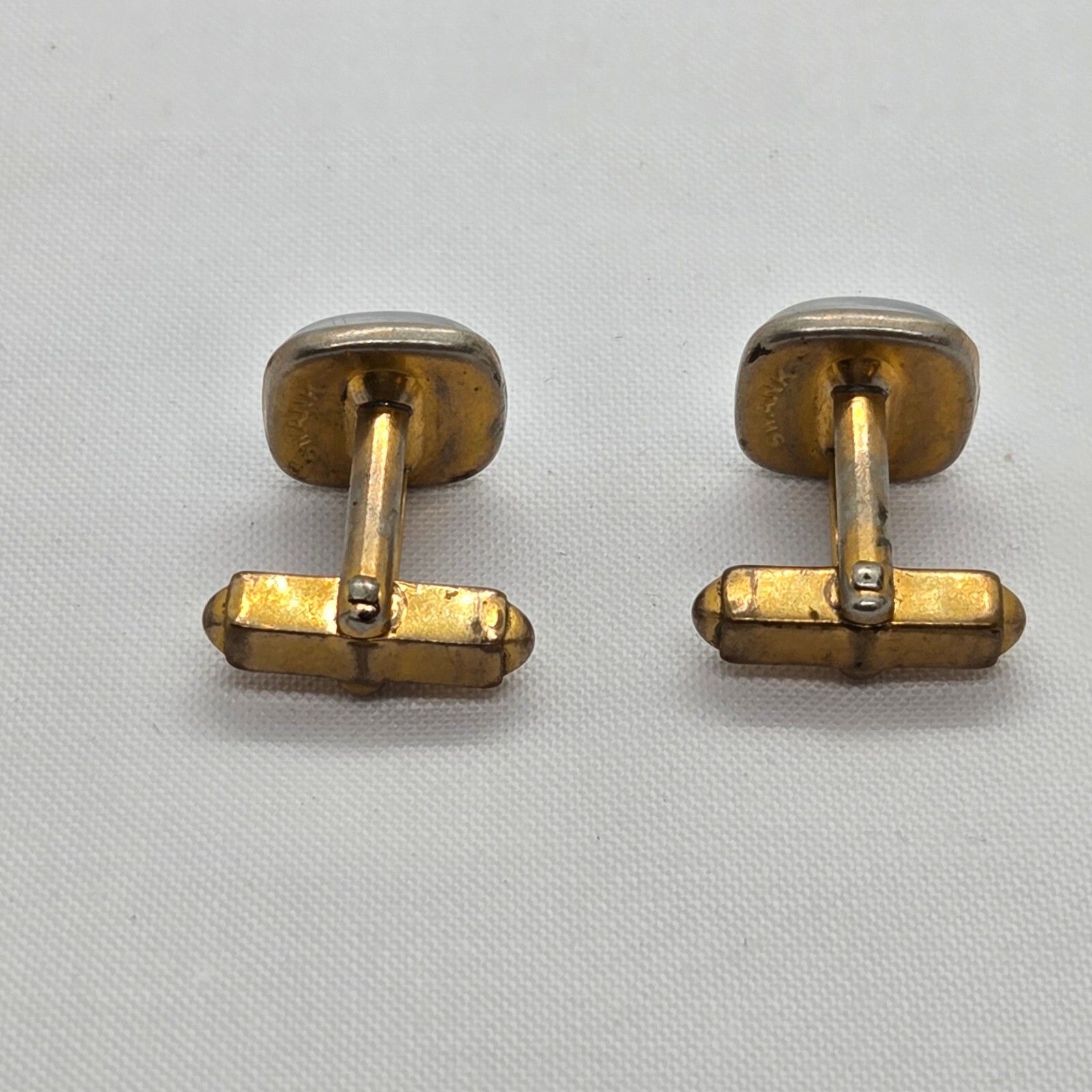 Vintage Gold-Tone Swank Opalescent Blue Glass Cufflinks, Men's — image 6 of 6