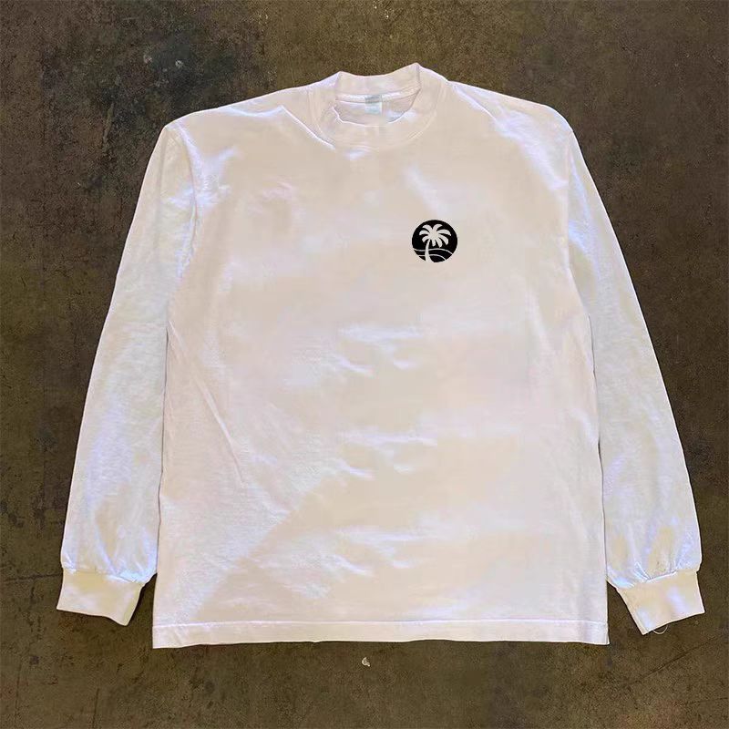 Vintage Street Hip Hop Coconut Tree Print Long Sleeve T Shirt White Size US S / EU 44-46 / 1 - 2 Thumbnail