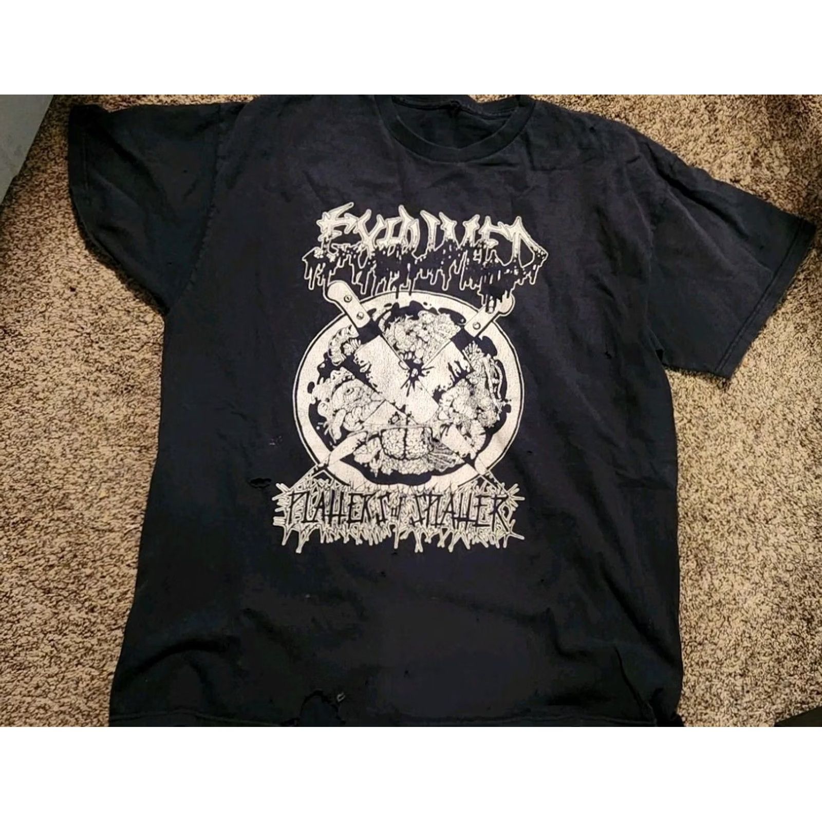 Vintage VINTAGE 2003 Exhumed Platters Of Splatter T-Shirt Men Large Black Size US L / EU 52-54 / 3 - 3 Thumbnail