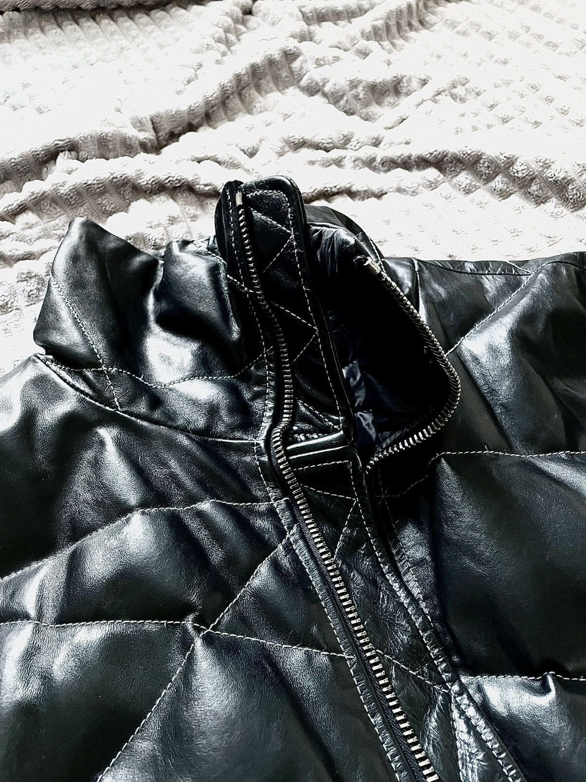 10sei0otto 10Sei0otto Black Guidi Leather Overlock Puffer Down Jacket Size US XL / EU 56 / 4 - 12 Thumbnail