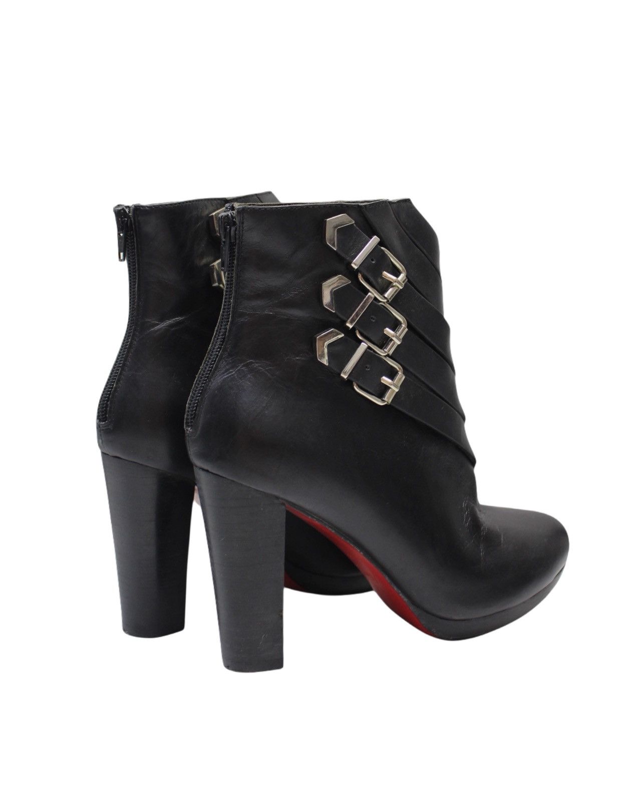 Japanese Brand 2000S NANA STORE BLACK LEATHER ANKLE BOOTS WITH BUCKLE STRAP Size US 8 / IT 38 - 5 Thumbnail