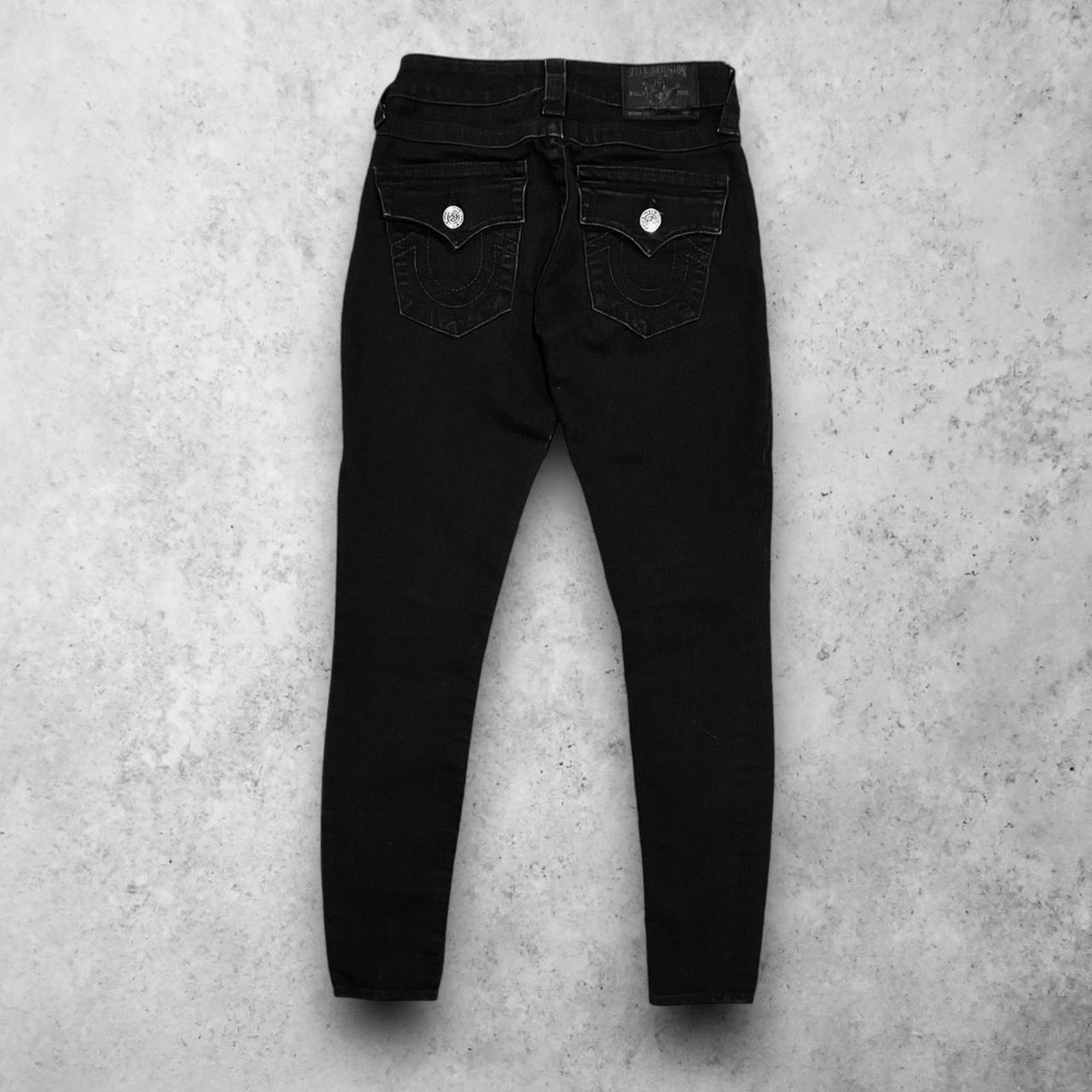 True Religion True Religion Black Skinny Jeans w/ Embroidered Back Pockets Size US 26 / EU 42 - 1 Thumbnail