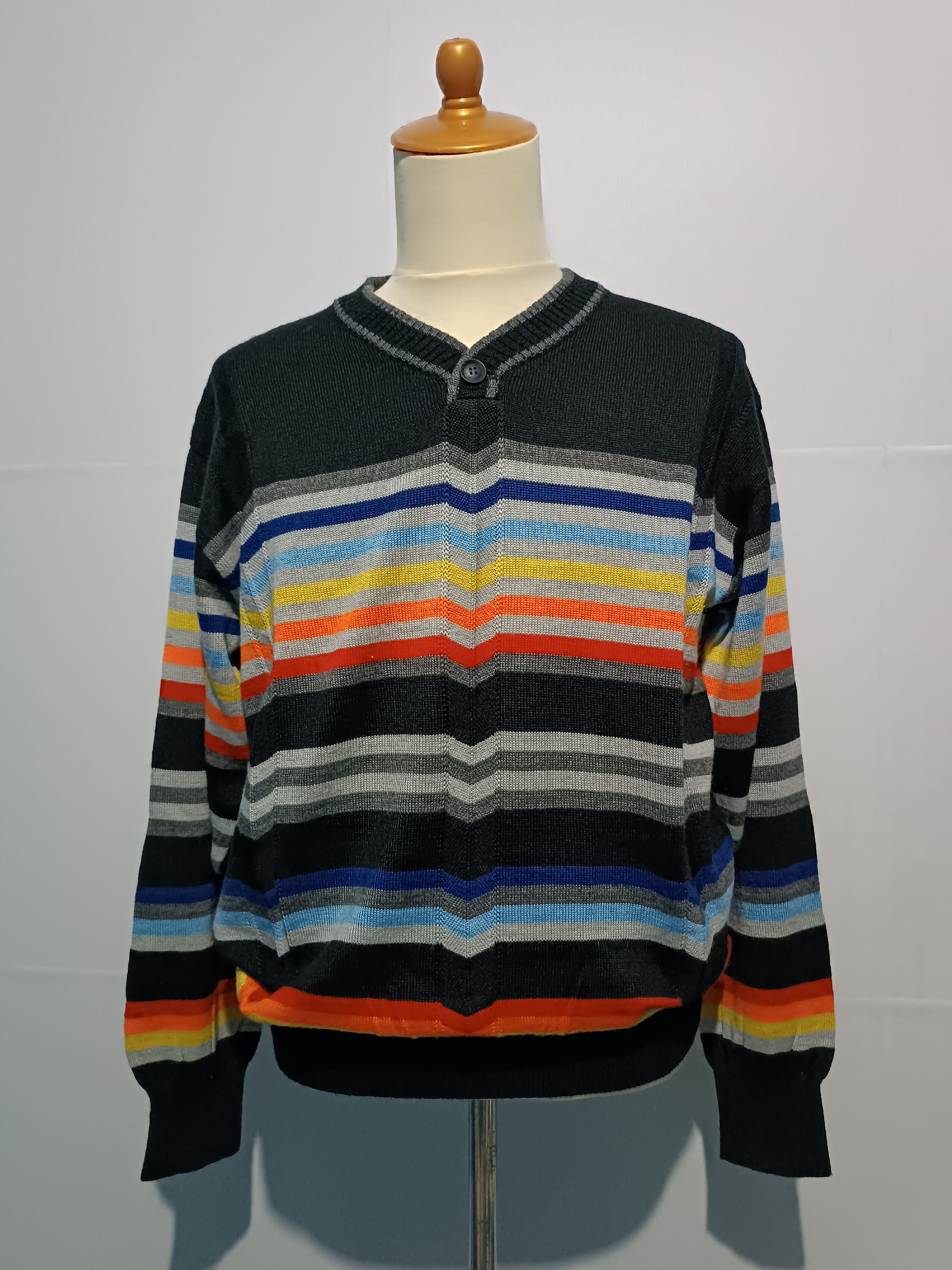 Japanese Brand Sweater Knitwear Multi Stripe Men's Wear Size US M / EU 48-50 / 2 - 1 Thumbnail
