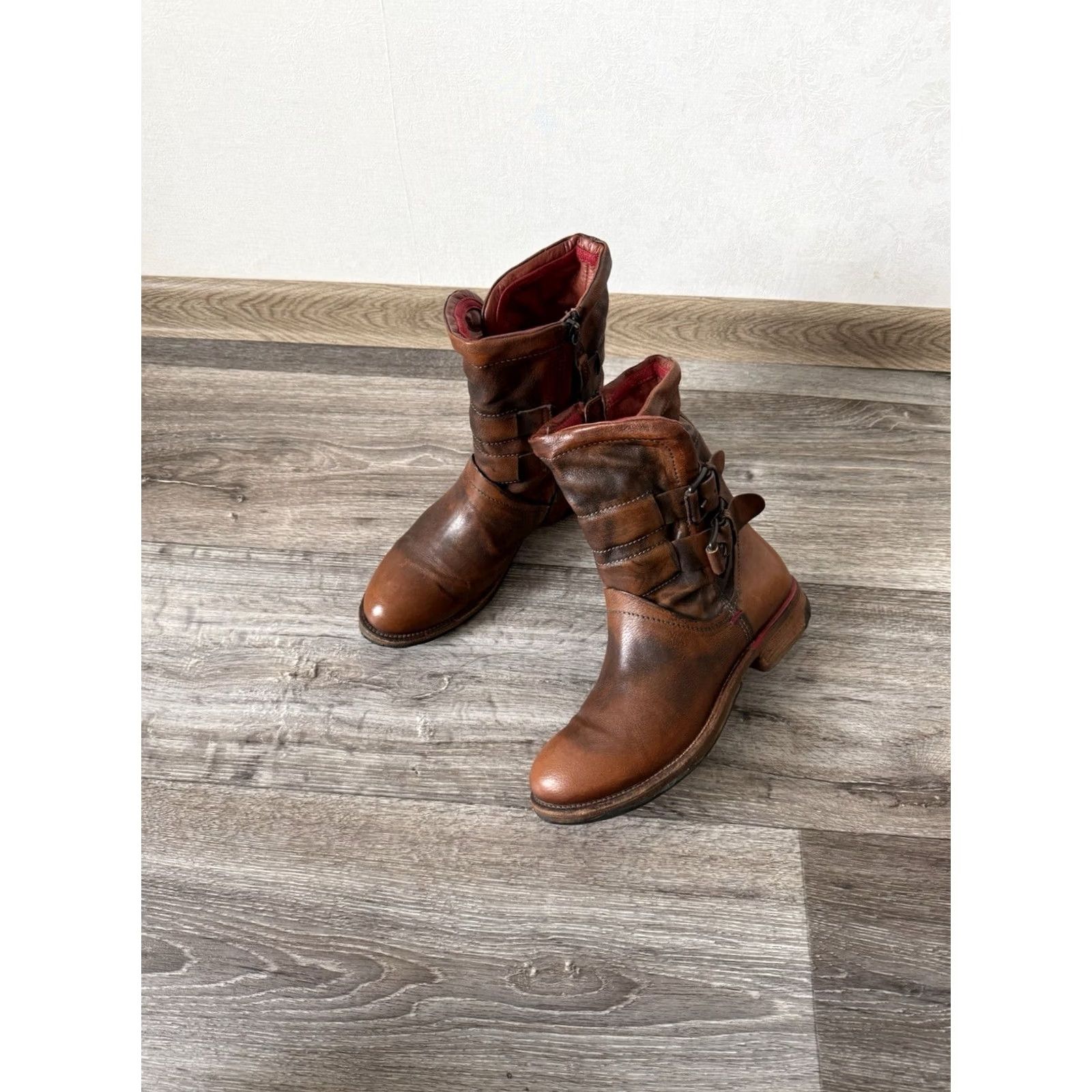 Vintage VINTAGE Airstep A.S.98 Zip Leather Heel Boots Biker Brown Womens Size EU 39 US 9 Size US 9 / IT 39 - 2 Thumbnail
