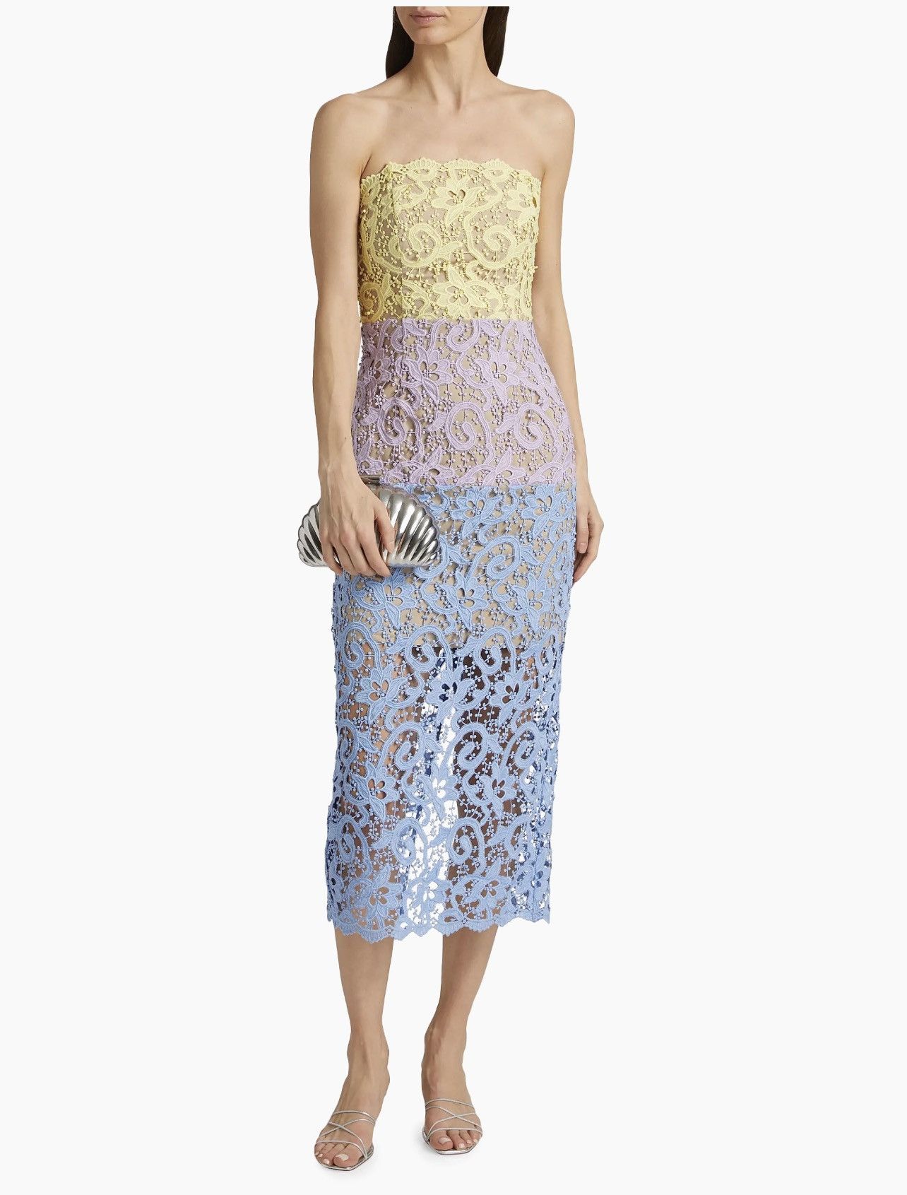 MILLY Milly Kait Colorblocked Lace Cocktail Dress size 10 Size L / US 10 / IT 46 - 3 Thumbnail
