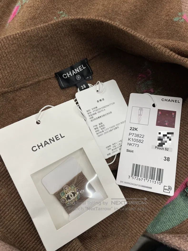 Chanel Chanel Brown floral skirt Size 25" / US 0 / IT 36 - 4 Thumbnail