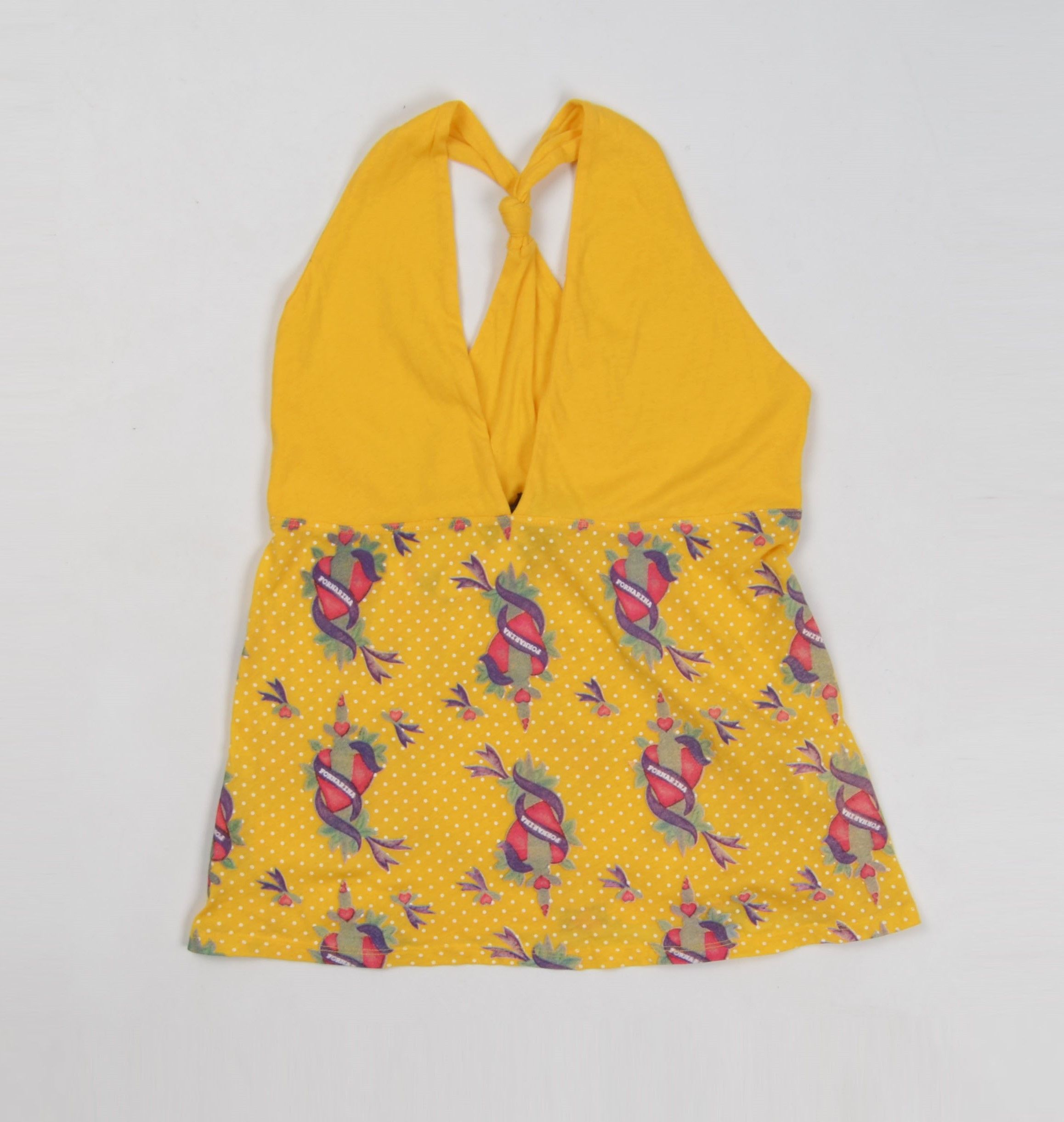Vintage Vintage Fornarina Y2K Yellow Kidcore Halter Top Size M / US 6-8 / IT 42-44 - 3 Thumbnail