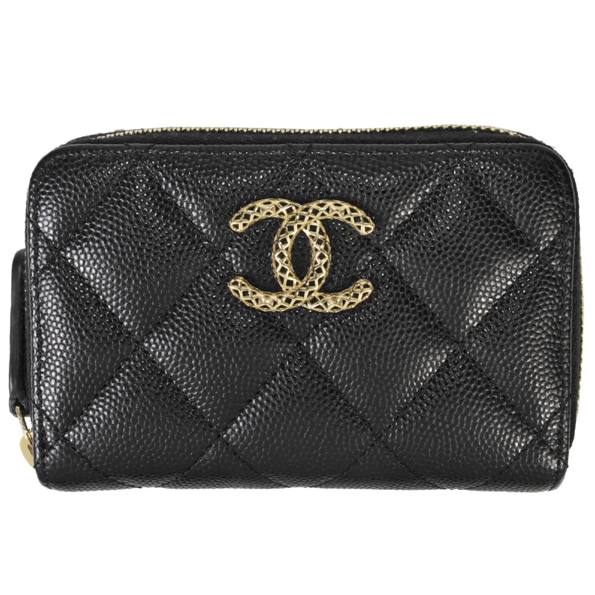 image of Chanel Matelasse Zip Coin Purse Case Caviar Skin Ap3186 Black, Women's