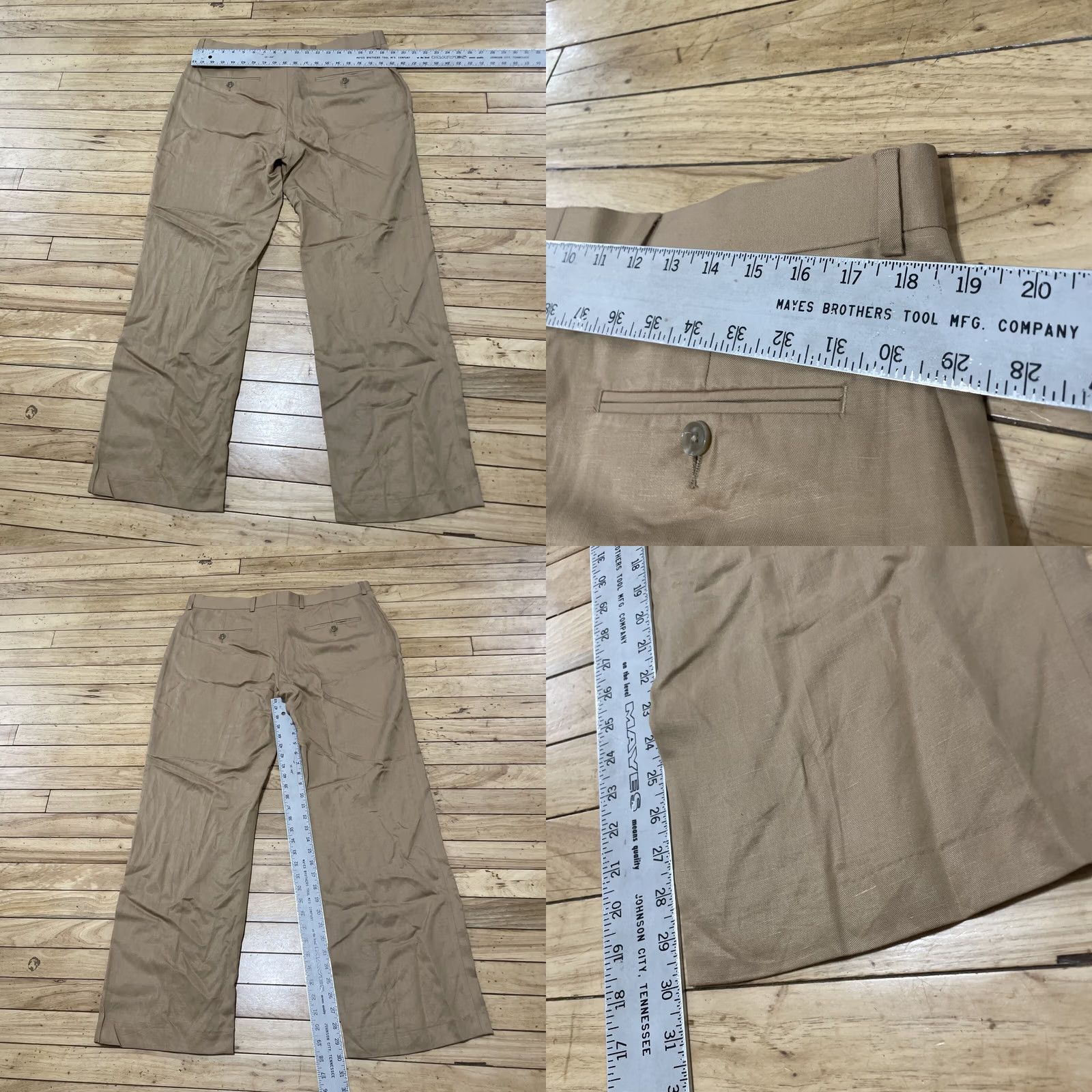 Vintage J. Ferrar Linen Pants Men L 36 38 Brown Shiny Beachy Preppy Tencel Lightweight Dress Pants Slim/Flat Front Slim Fit Black? Size US 33 - 8 Thumbnail
