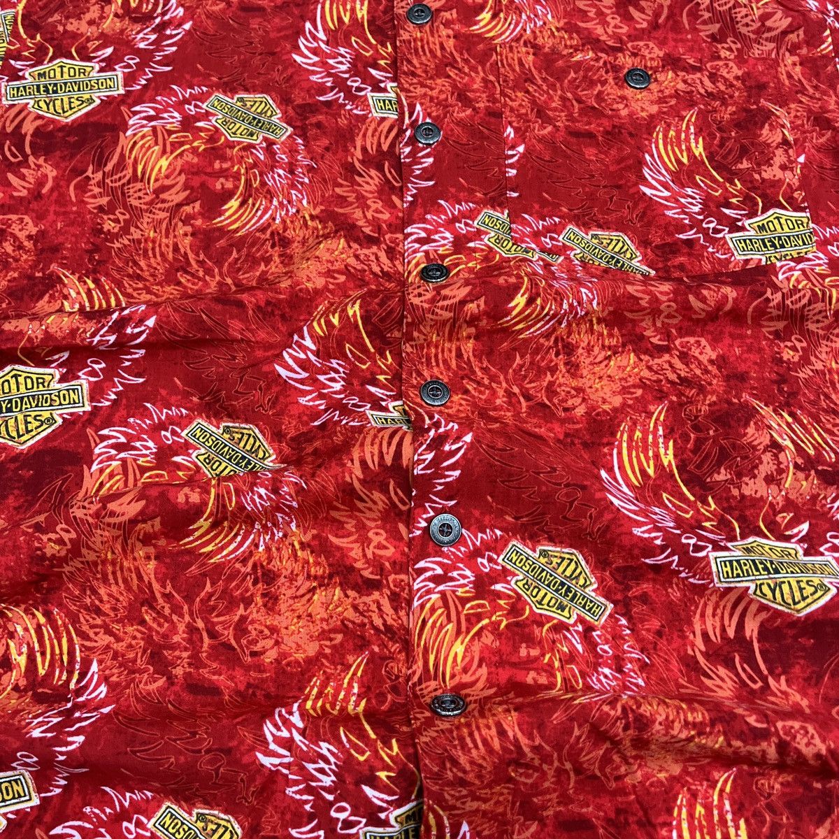 Harley Davidson Vintage Harley Davidson Flame Hawaiian 100% Rayon Shirt Size US S / EU 44-46 / 1 - 3 Thumbnail