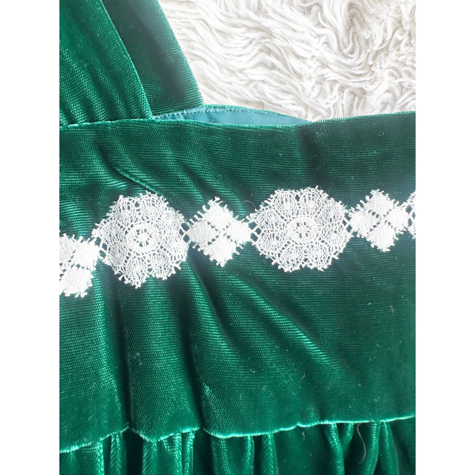Vintage Vintage 60's Deep Emerald Velvet Empire Waist Dress Size M / US 6-8 / IT 42-44 - 14 Thumbnail