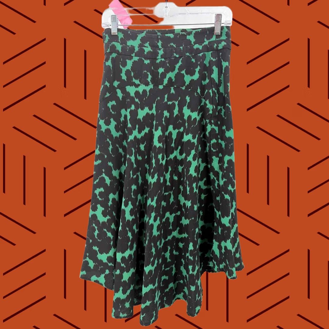 Vintage ALC Green Midi Skirt Printed Size 8 Pre-Owned Size 30" / US 8 / IT 44 - 1 Thumbnail