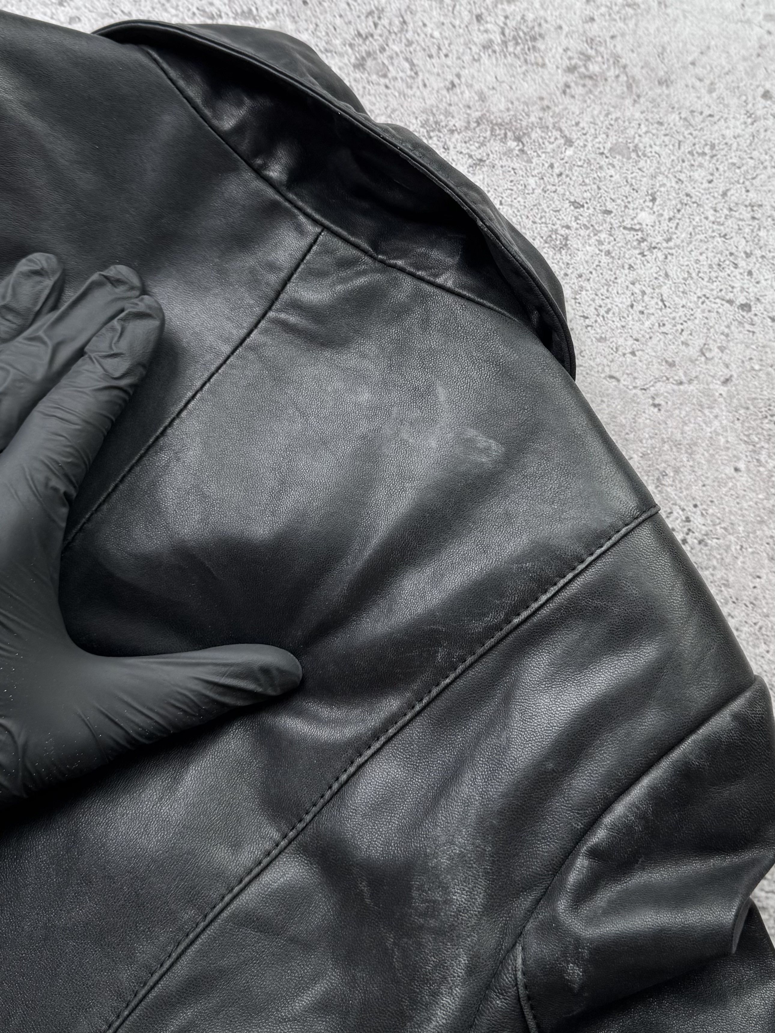 Vintage Vintage Cropped Leather Jacket With Zipper C640(V35) Size M / US 6-8 / IT 42-44 - 14 Thumbnail