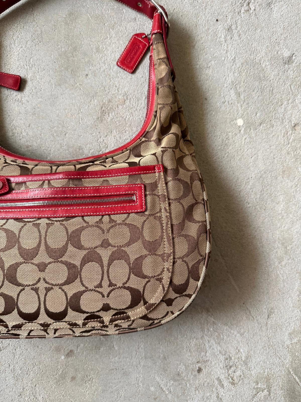 Coach Coach Signature Hamilton Hobo Shoulder Bag Beige/Red Size ONE SIZE - 4 Thumbnail