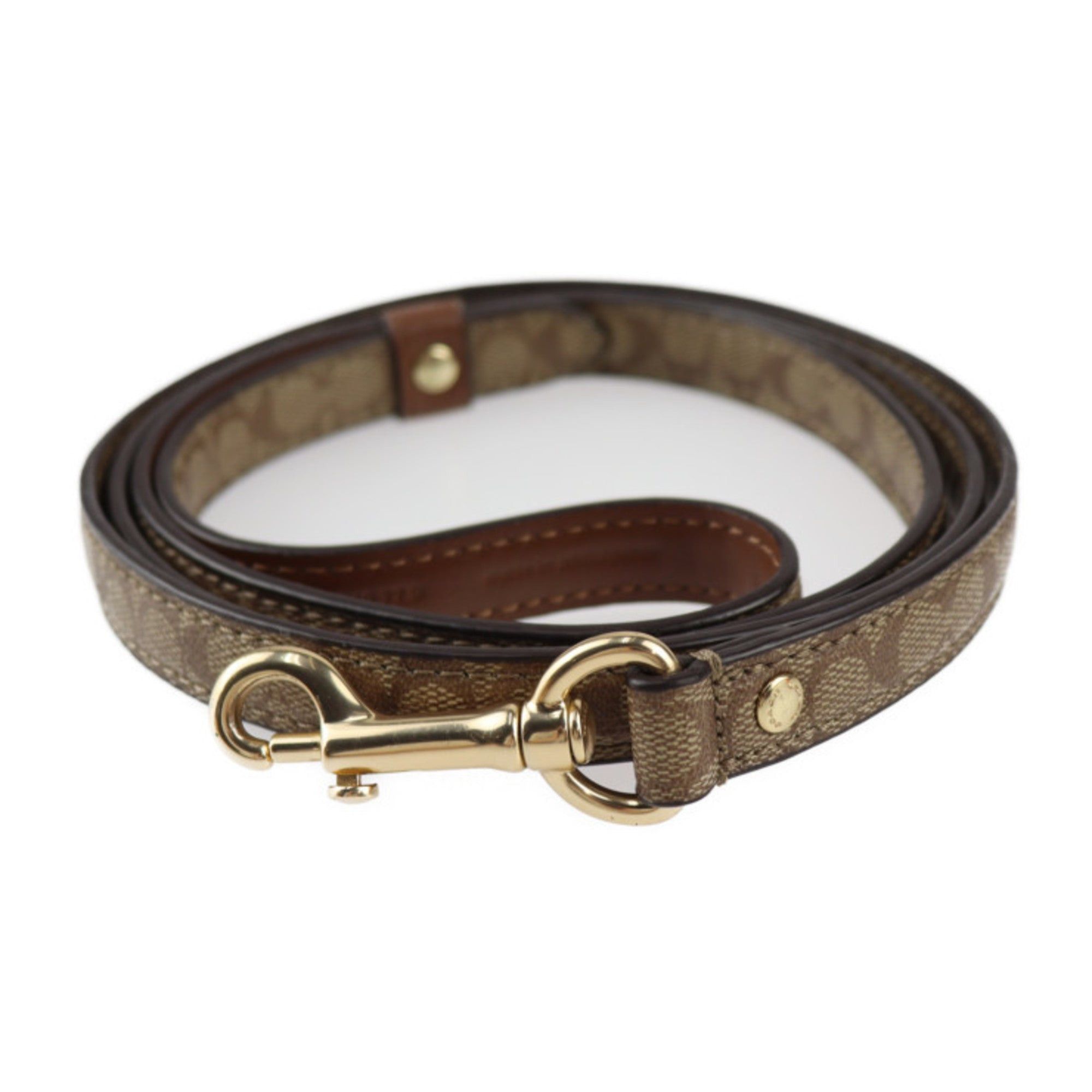 image of Coach Pet Leash Signature Other Miscellaneous Goods F26176 Pvc Beige Brown Gold Hardware Dog Lead R