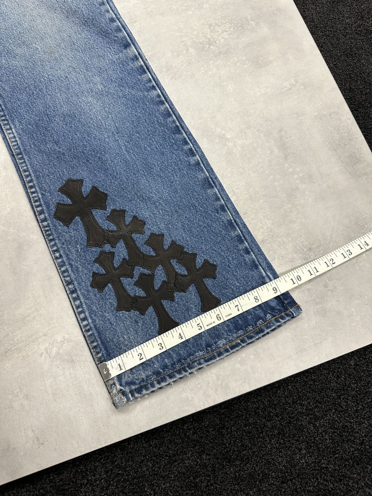 Chrome Hearts Levi's 517 Cross Patch Denim Jeans Grey W33