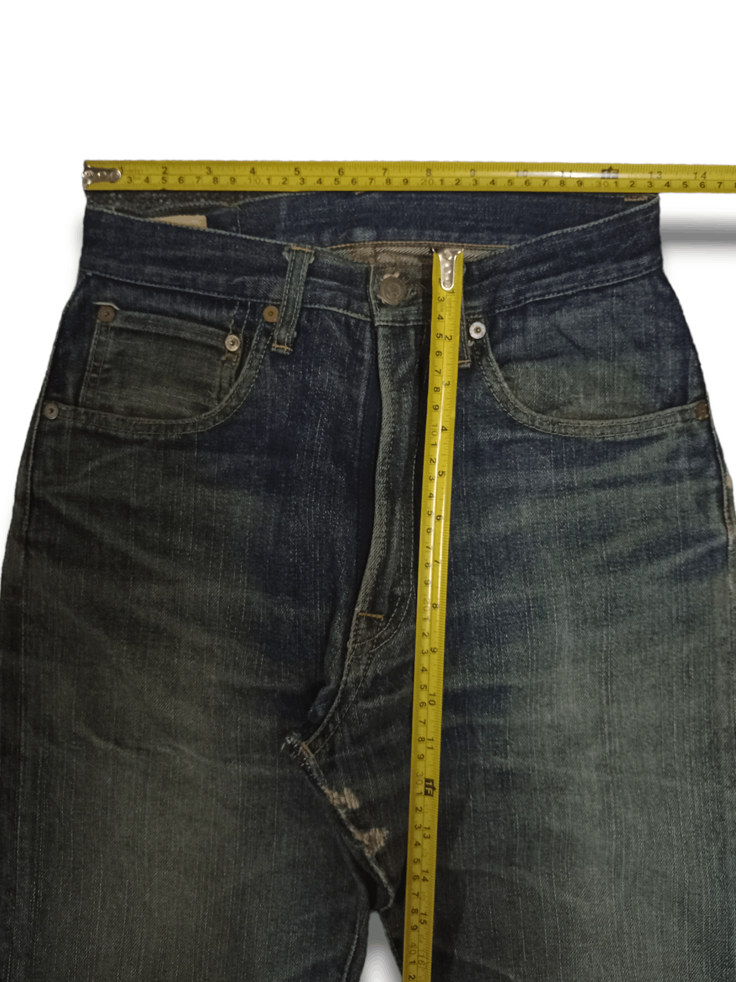 45rpm Vintage Japanese 45RPM Studio Mud Wash Distress Loose Jeans Size US 26 / EU 42 - 10 Thumbnail
