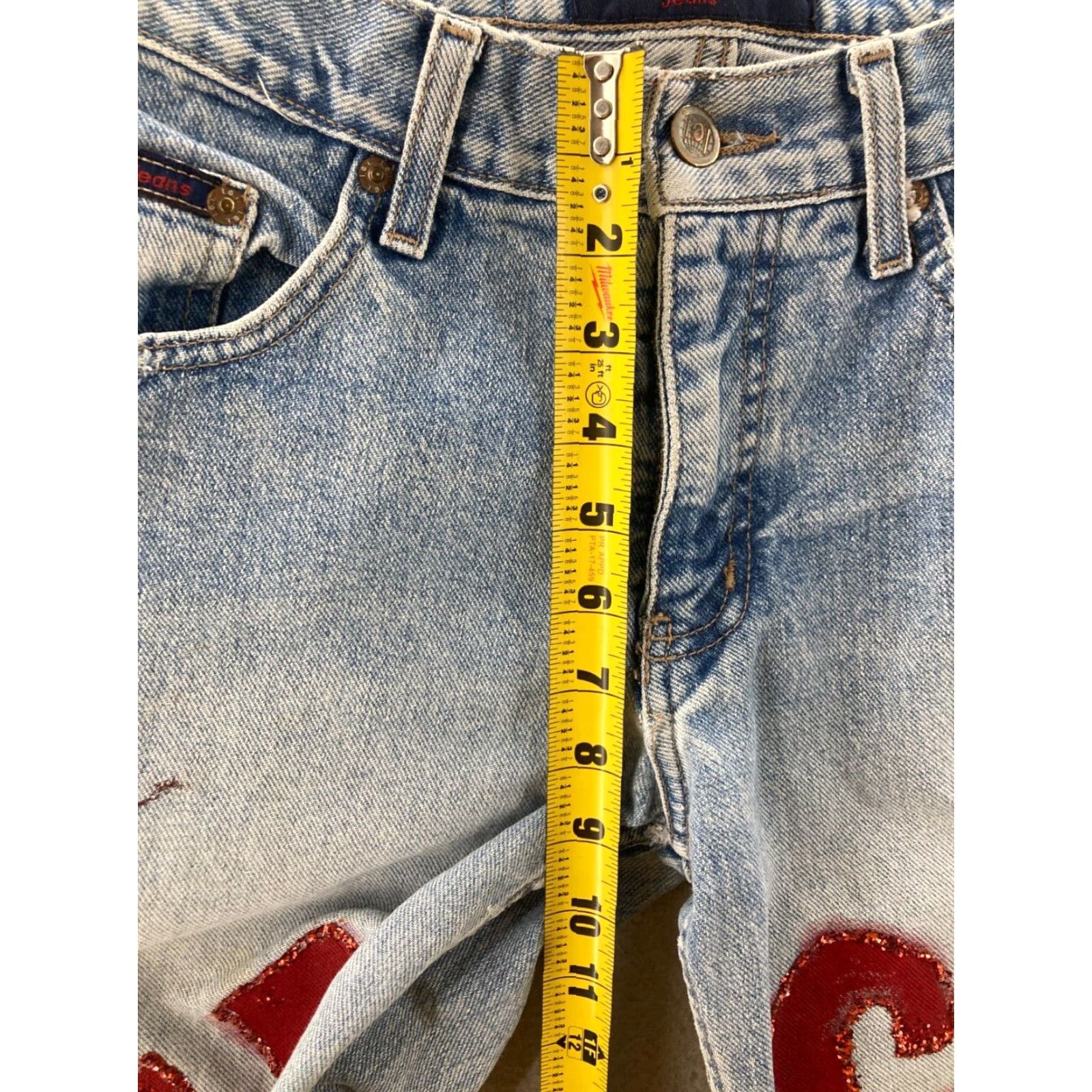 Vintage VINTAGE LEI Jeans Women 26 Blue Low Rise Bootcut Glitter Denim 90s Womens Size 26" / US 2 / IT 38 - 4 Thumbnail