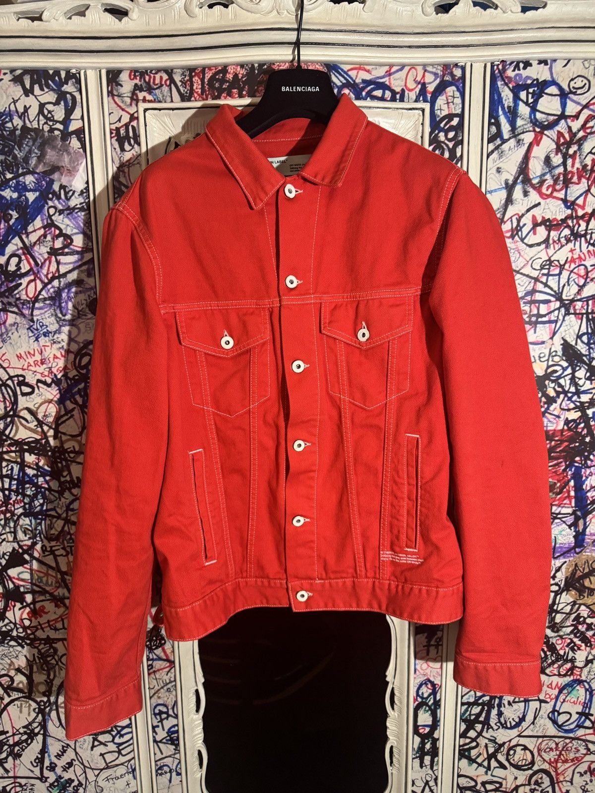 Off-White Off White Jeans Jacket SS19 Blue Skull Backrpint Size US XL / EU 56 / 4 - 2 Thumbnail