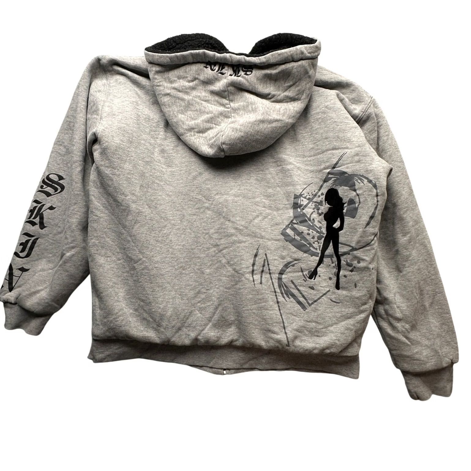 Industrie VINTAGE Skin Industries Hoodie Sweatshirt Jacket Full Zip Sherpa Lined Gray Mens Large Size US L / EU 52-54 / 3 - 2 Thumbnail