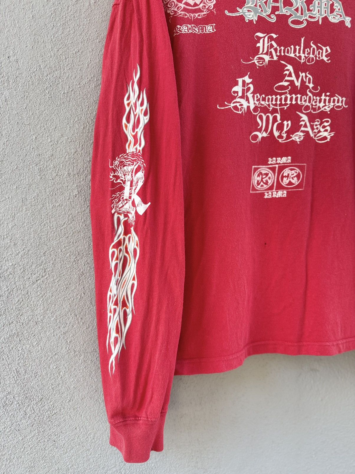 West Coast Choppers Thrashed Vintage Karma Flame Japan Streetwear LS Faded Tee Size US L / EU 52-54 / 3 - 5 Thumbnail