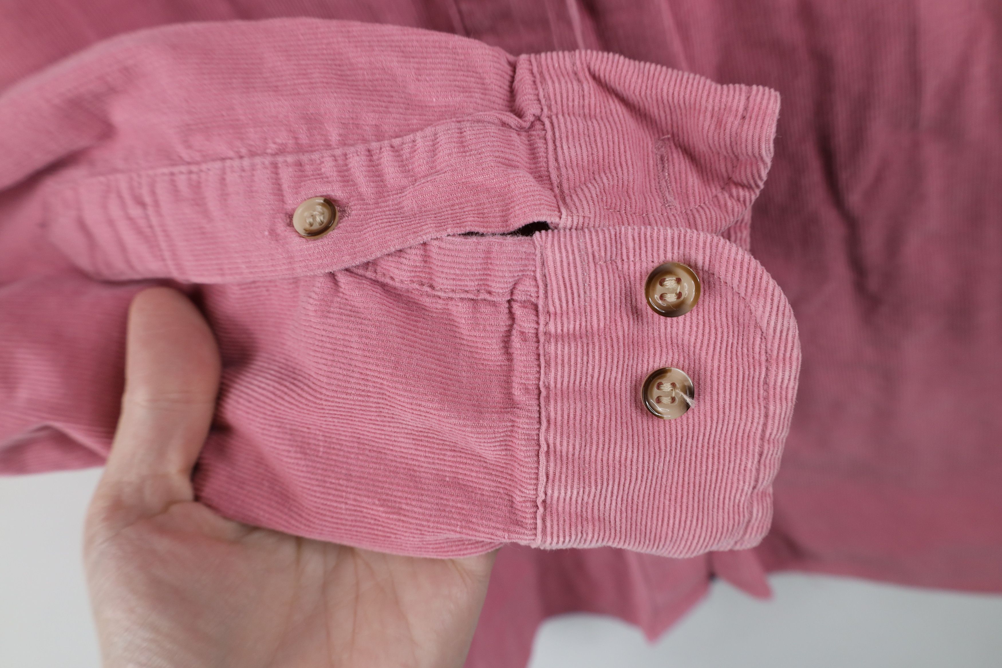 Vintage Vintage 90s Streetwear Corduroy Collared Button Shirt Pink Size XXL / US 16-18 / IT 52-54 - 5 Thumbnail