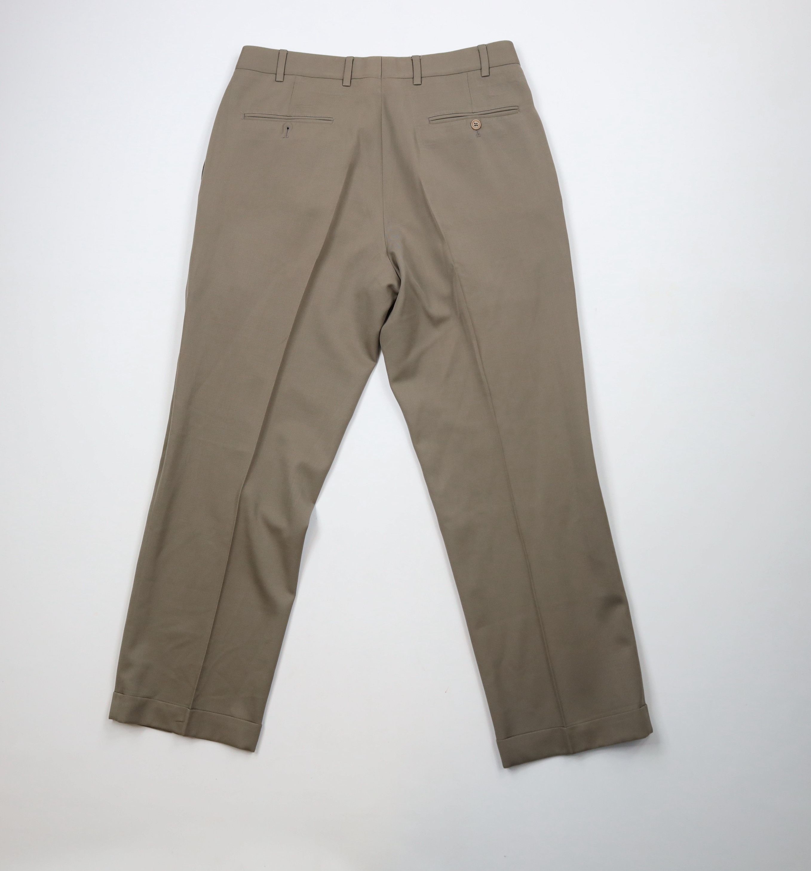 Brooks Brothers × Vintage Vintage 90s Brooks Brothers Cuffed Wide Leg Chino Pants Size US 34 / EU 50 - 8 Thumbnail