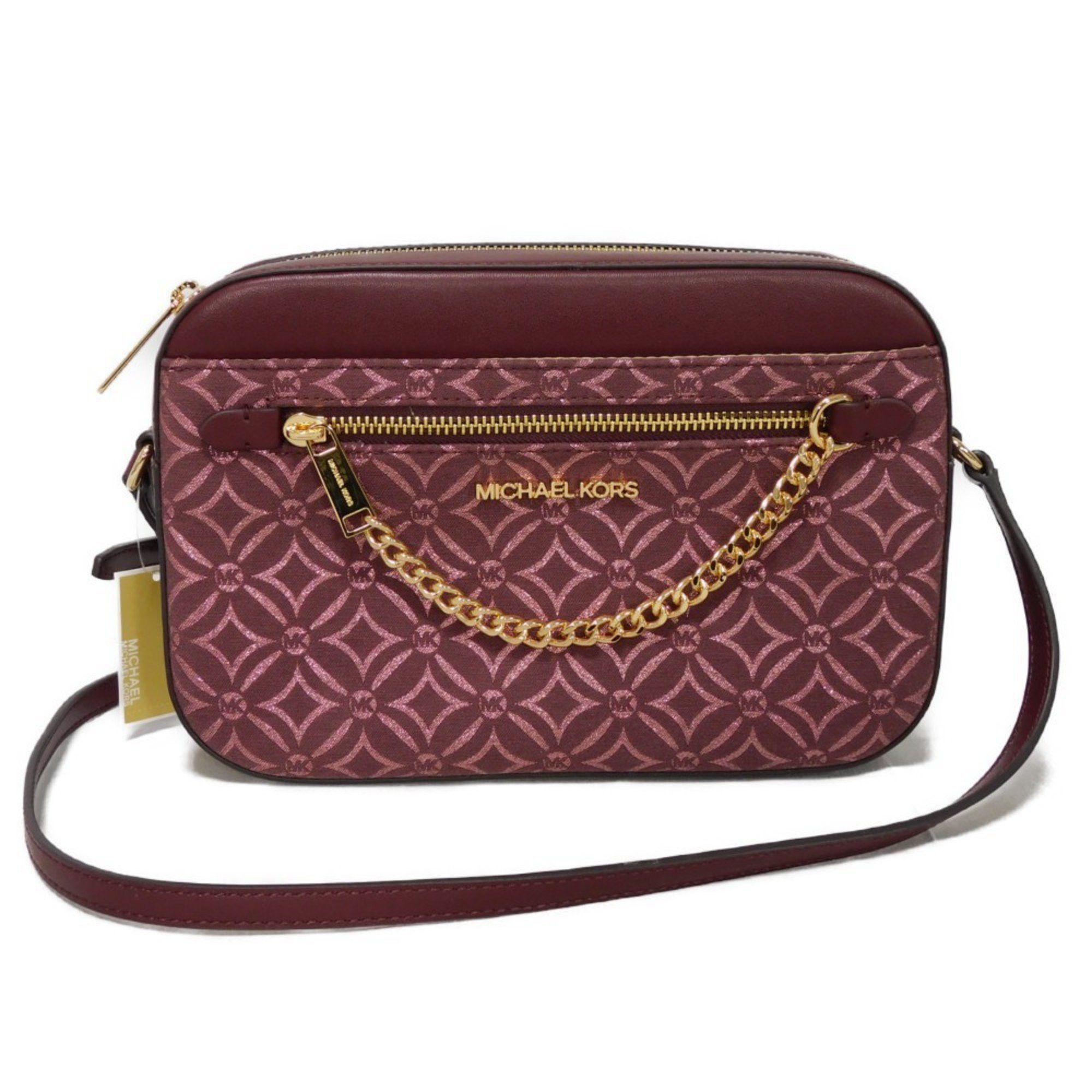 Michael Kors Shoulder Bag Jet Set Mk Jacquard Crossbody Unused Metal Canvas 35F4Gttc9J Women's