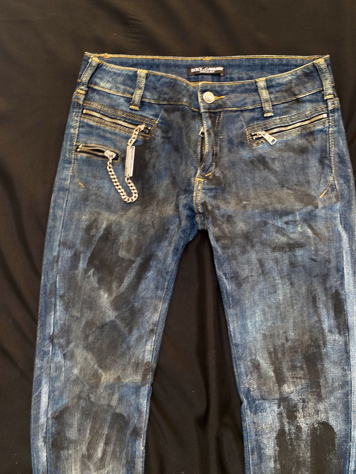 Dolce & Gabbana × Vintage Vintage D&G Dolce & Gabbana Trompe l’oeil Painted Denim Size 28" / US 6 / IT 42 - 3 Thumbnail