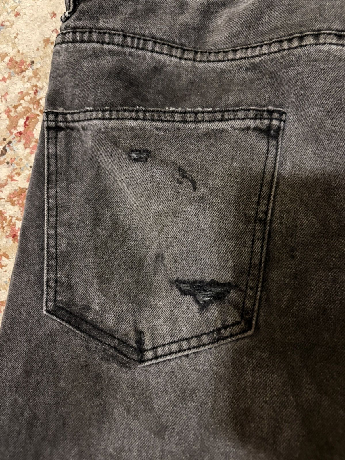 2025 ERD Black Baggy Paint Denim