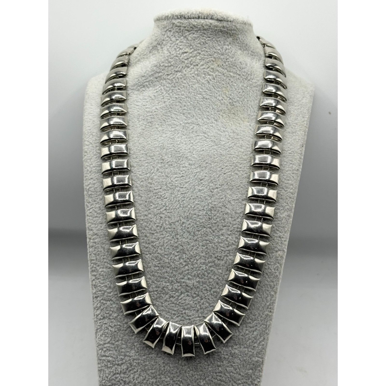 Vintage Silver tone metal panel link collar necklace Size ONE SIZE - 1 Thumbnail