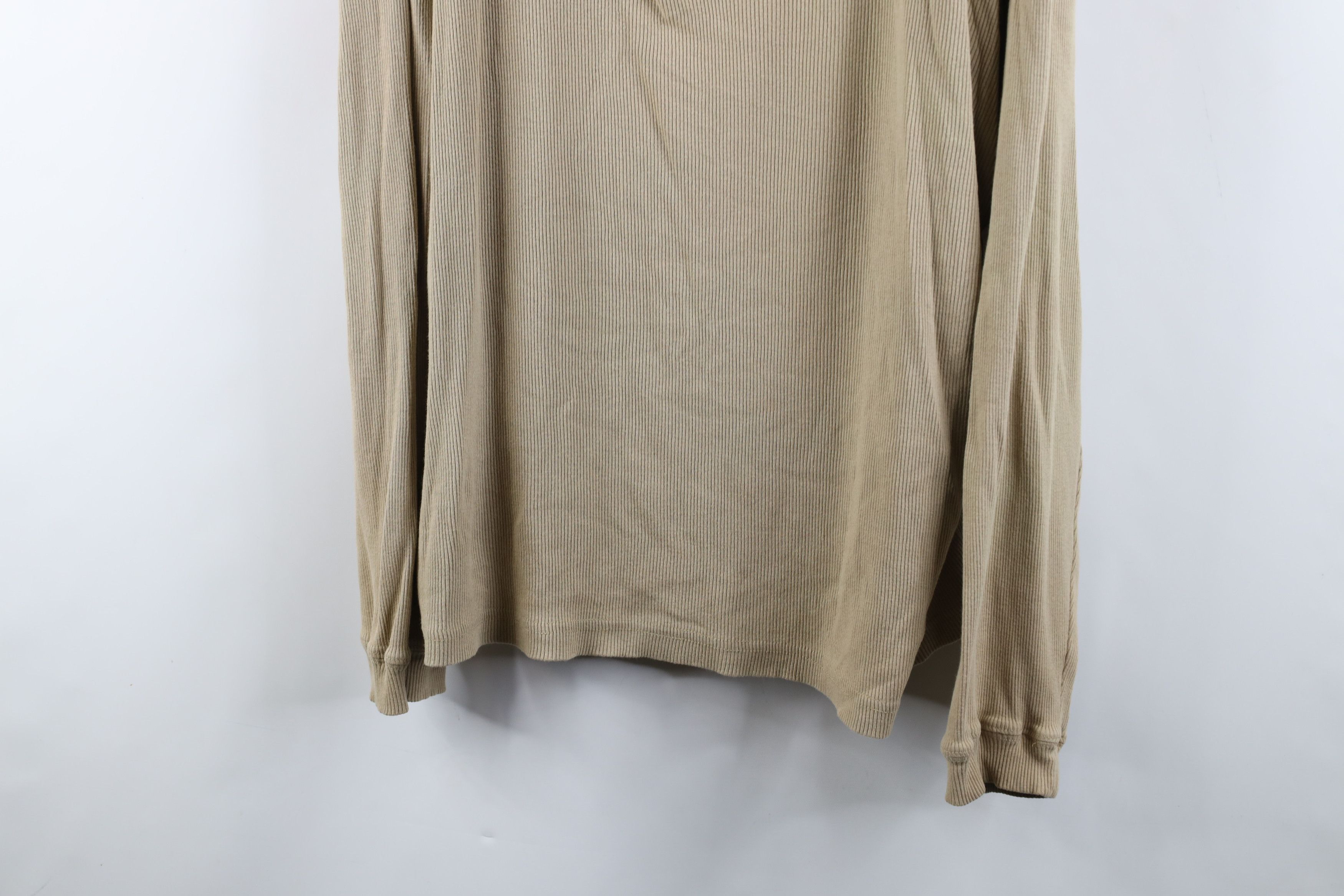 Vintage Vintage 90s Streetwear Ribbed Knit Henley T-Shirt Beige Size US XL / EU 56 / 4 - 3 Thumbnail