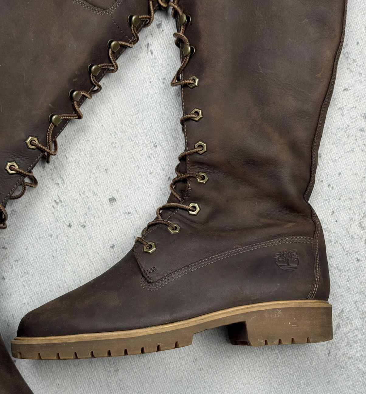 Timberland Vintage Timberland Tall Lace-Up Leather Boots Brown Women’s Size US 7 / IT 37 - 4 Thumbnail
