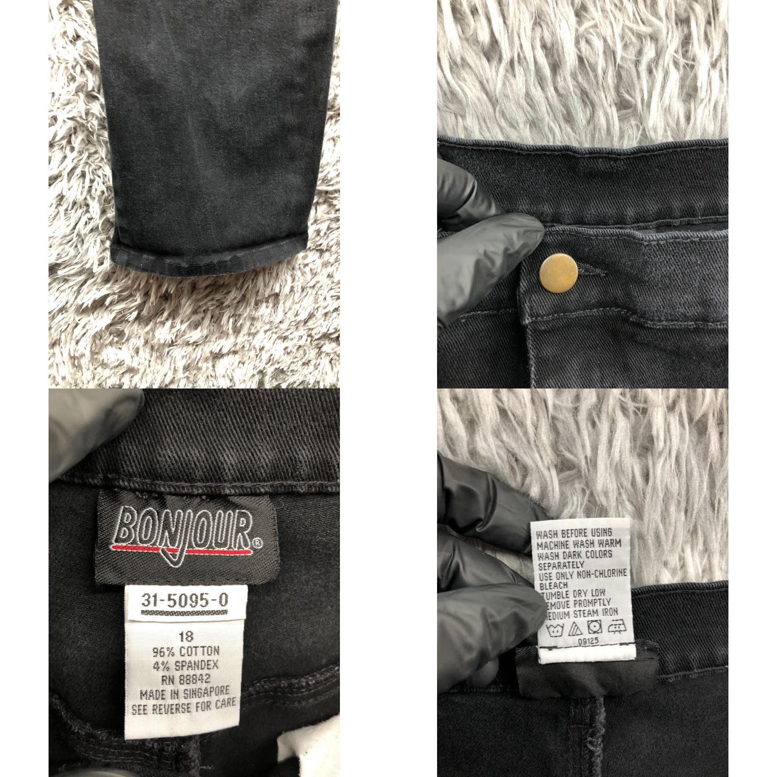 Vintage Bonjour High Rise Straight Jeans Plus Size 18 Womens Dark Wash Black Size 40" / US 18 - 8 Thumbnail