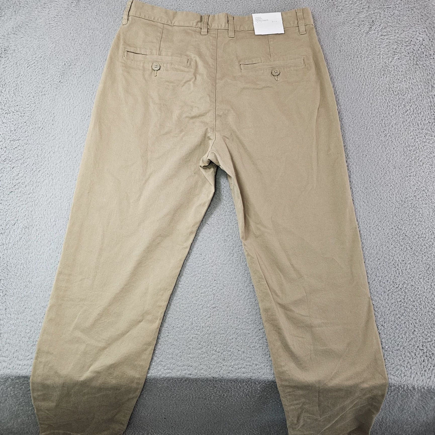 H&M H&M LOGG Pants Mens 33 Khaki Slim Fit Stretch Chino Casual Flat Front 33x30 NWT Size US 33 - 7 Thumbnail