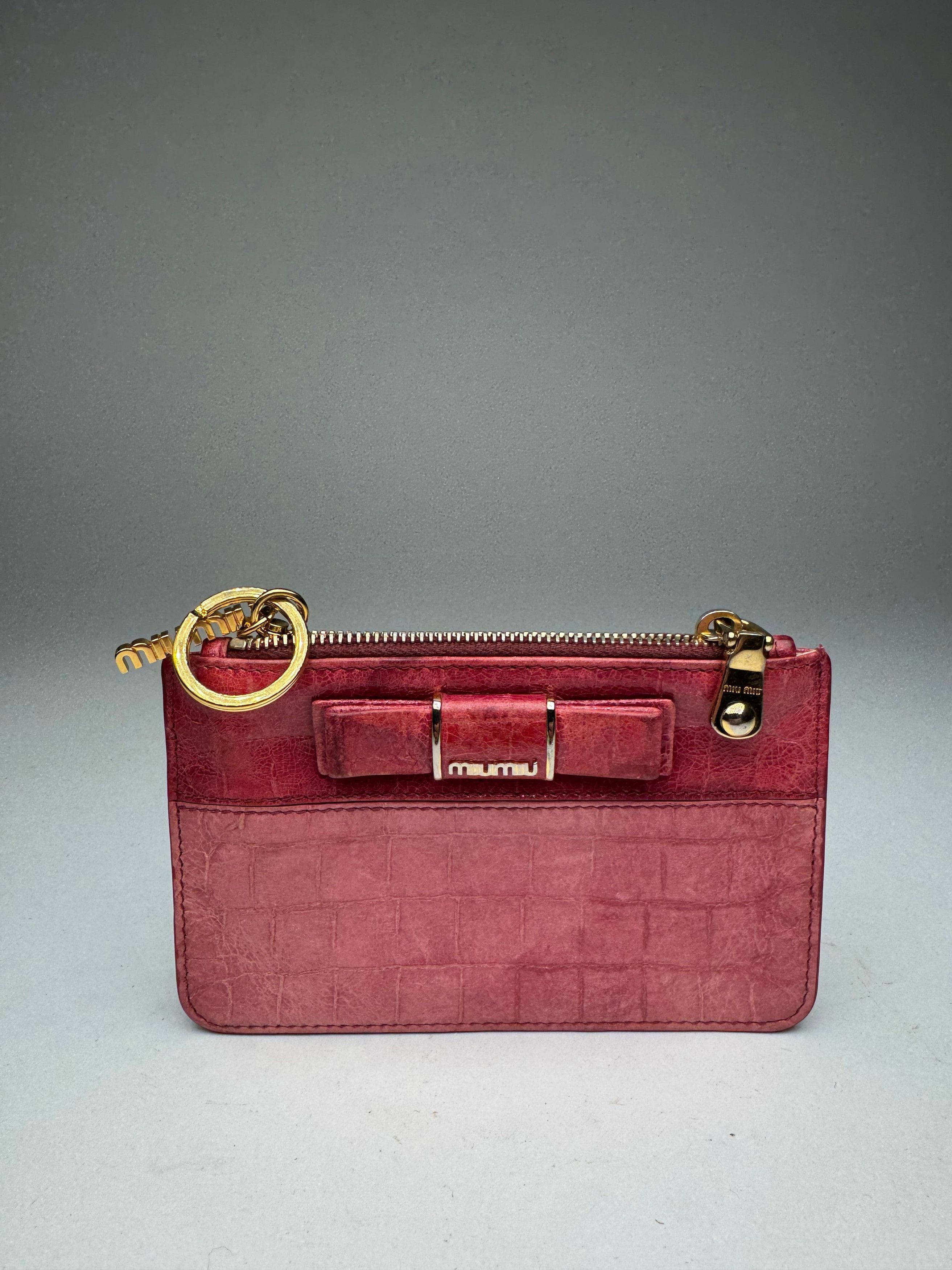 Miu Miu Vintage Leather Card Holder Pink Size ONE SIZE - 1 Thumbnail