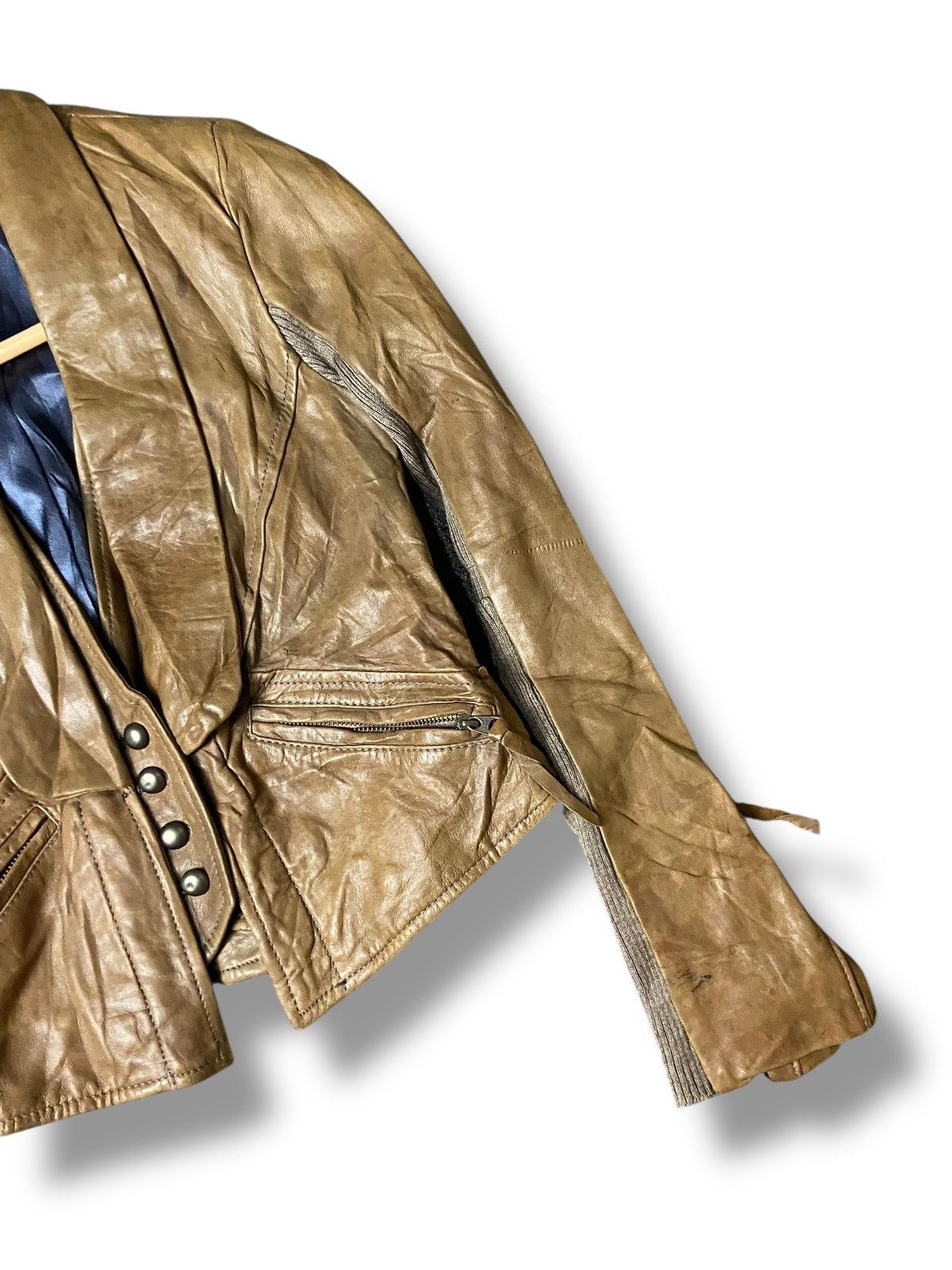 Japanese Brand Faithful Fanatic Crop Leather Jacket (151) Size XXS / US 00 / IT 34 - 3 Thumbnail