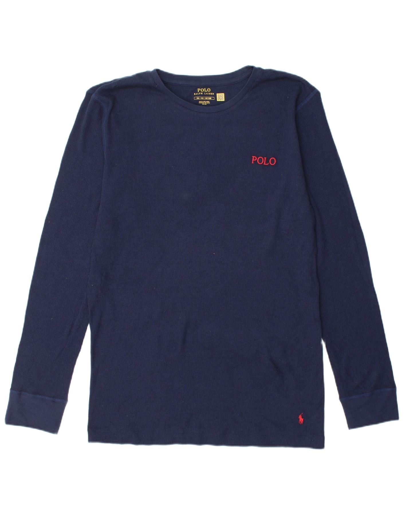 Polo Ralph Lauren Mens Top Long Sleeve 2XL Navy Blue Cotton Size US XL / EU 56 / 4 - 1 Thumbnail