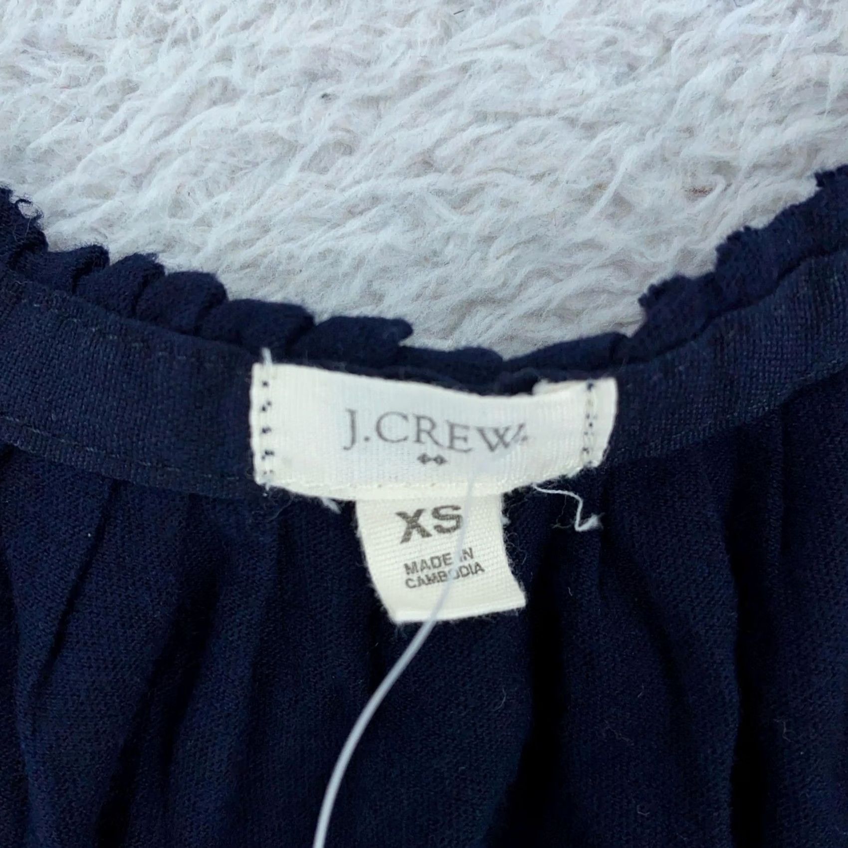 J.Crew J. Crew Shirt Womens XS Navy Blue Button Front Ruffle Short Sleeve 100% Cotton Size XS / US 0-2 / IT 36-38 - 6 Thumbnail