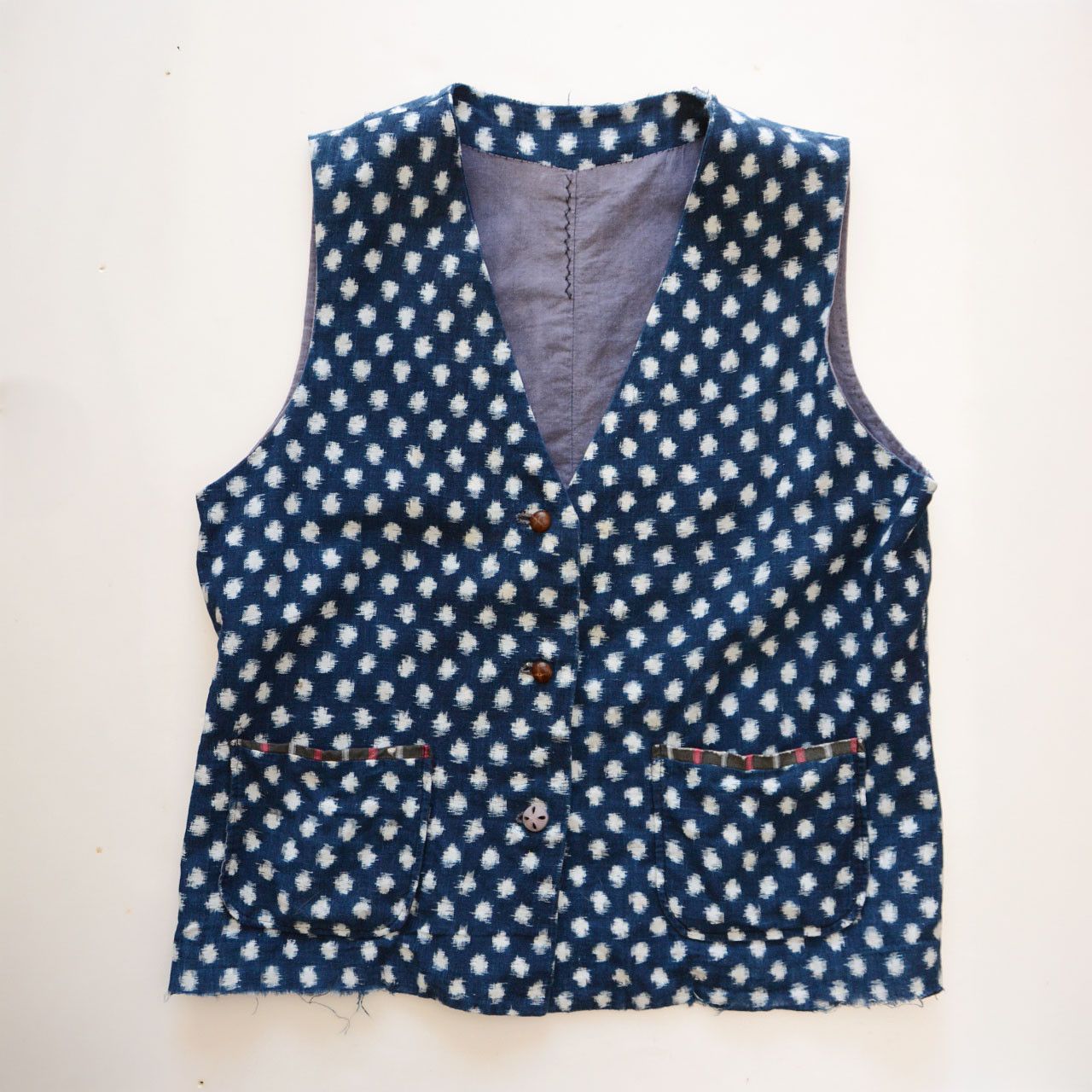 Other Snow Kasuri Indigo Vest Reworked Vintage Japanese Fabric Size S / US 4 / IT 40 - 10 Thumbnail
