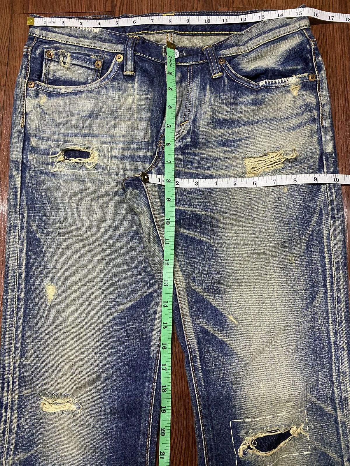 Japanese Brand Vintage Japanesed Brand Edwin MudWash Distressed Fit Jeans Size US 31 - 13 Thumbnail