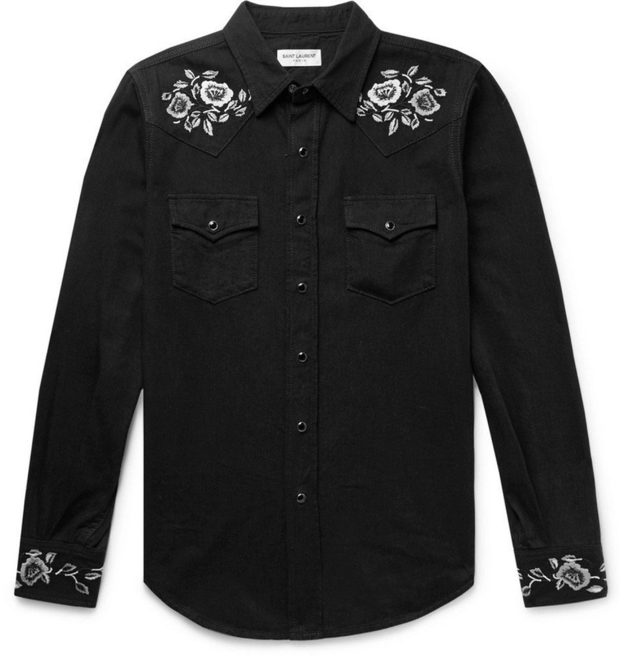Saint Laurent Paris Saint Laurent - Slim-Fit Embroidered Cotton Western Shirt Size US M / EU 48-50 / 2 - 1 Thumbnail