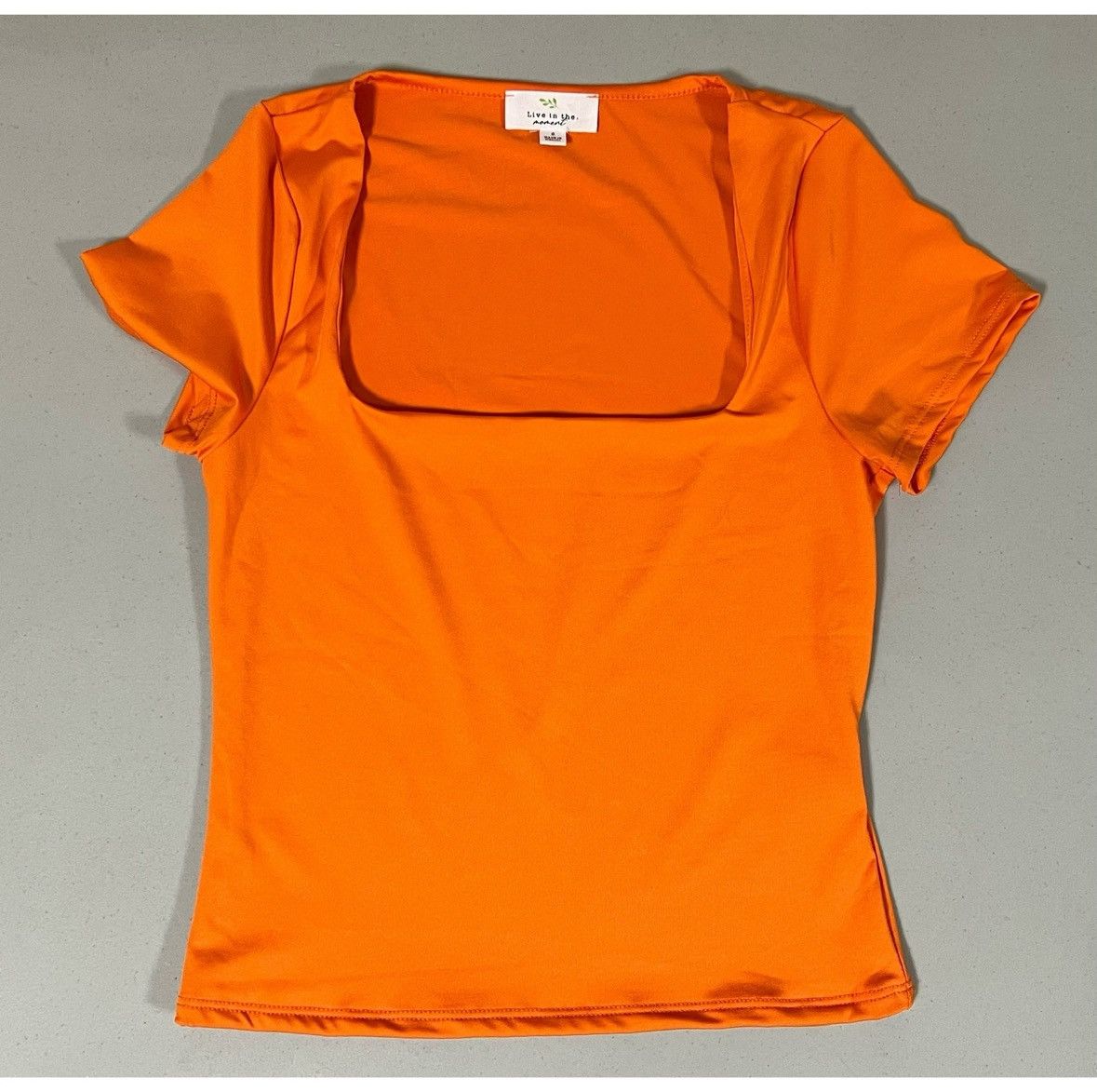 Japanese Brand Orange Square-Neck Short Sleeve Shirt Top Blouse Size S 🧡✨ Size S / US 4 / IT 40 - 2 Thumbnail