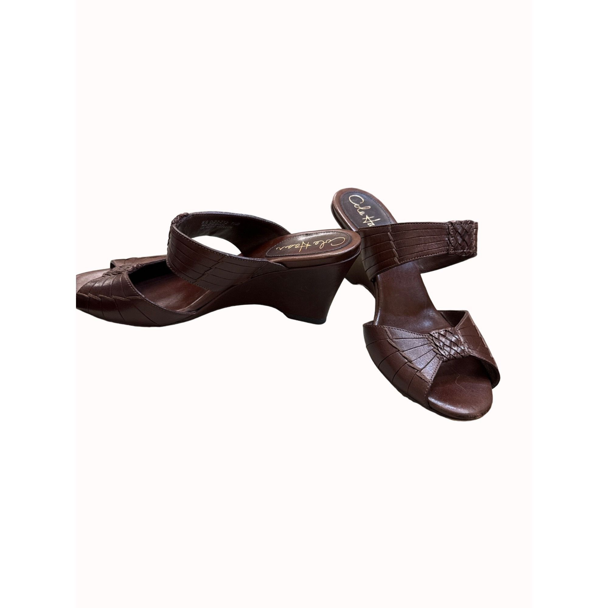 Cole Haan Cole Haan women’s brown leather wedge heels size 7.5B SKU 54 Size US 6 / IT 36 - 3 Thumbnail