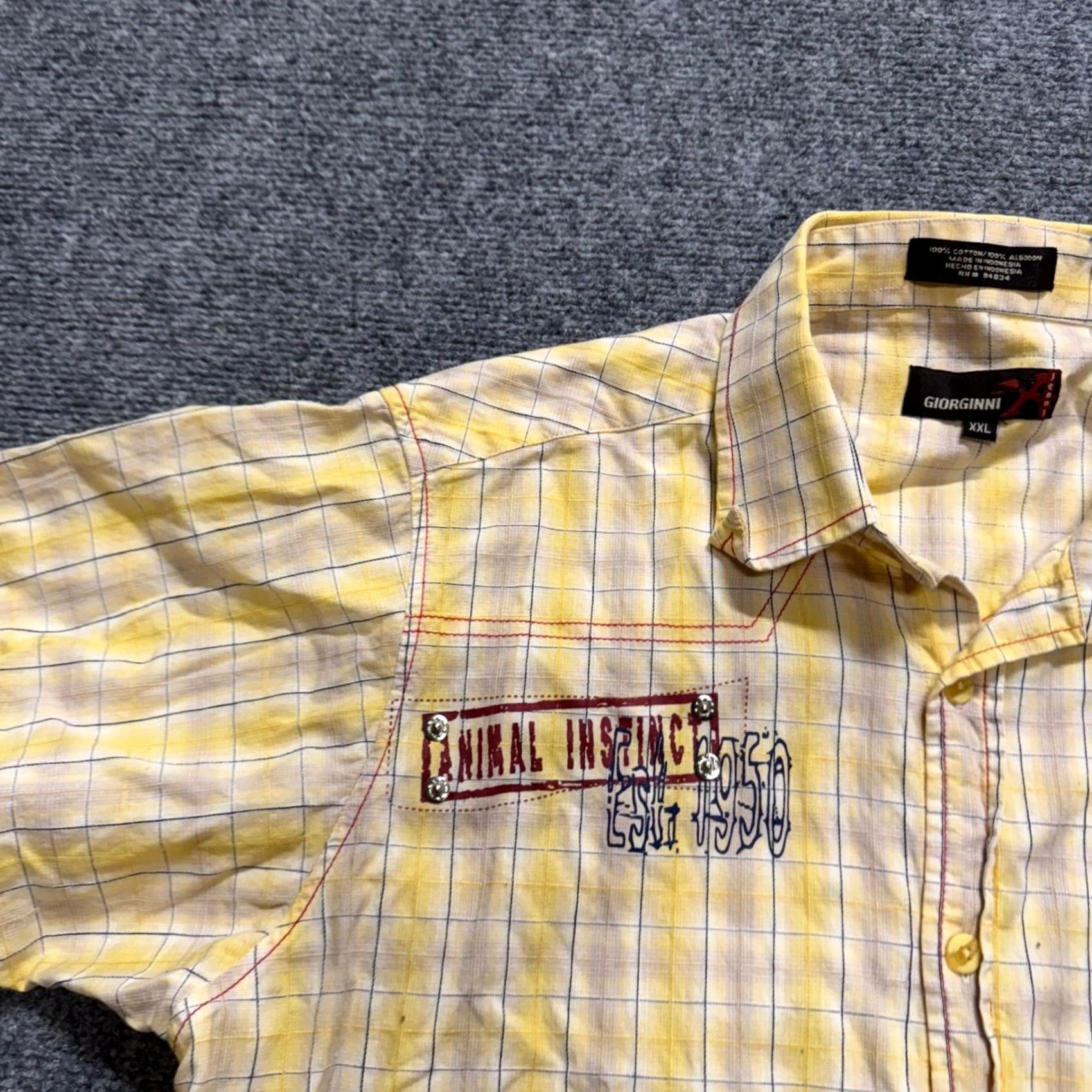 Vintage VINTAGE Giorginni Jeans Flannel Button Up Shirt XL Men's Yellow Striped Y2K Western Regular Size US XL / EU 56 / 4 - 4 Thumbnail
