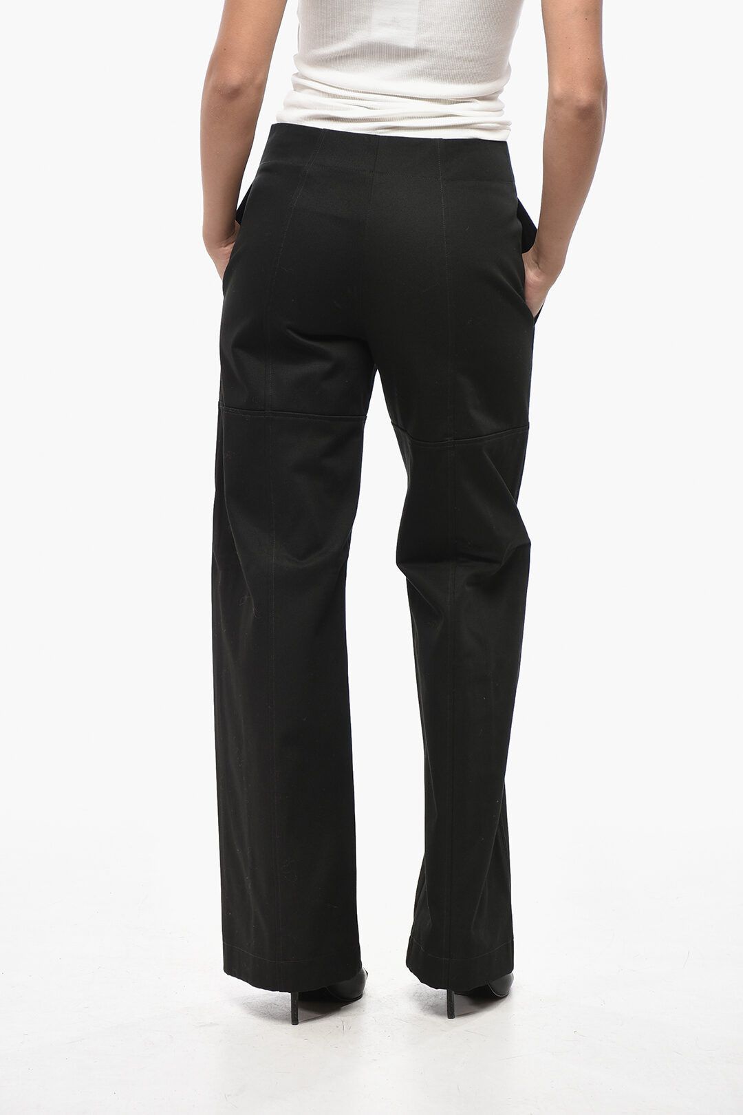 Jil Sander og1mm1225 Cotton Straight Fit Pant in Black Size 26" / US 2 / IT 38 - 2 Thumbnail